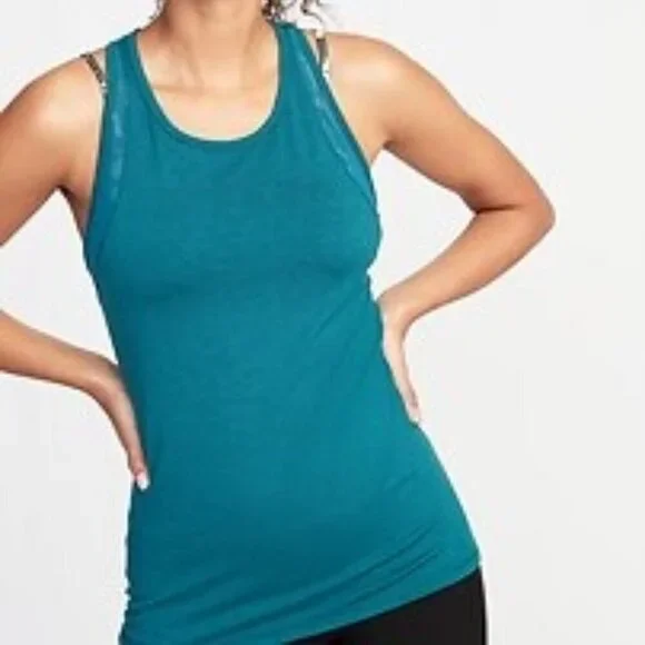 All in Motion Seamless Ribbed High Neck Laser Cut Active Workout Tank Top XS - Picture 1 of 6